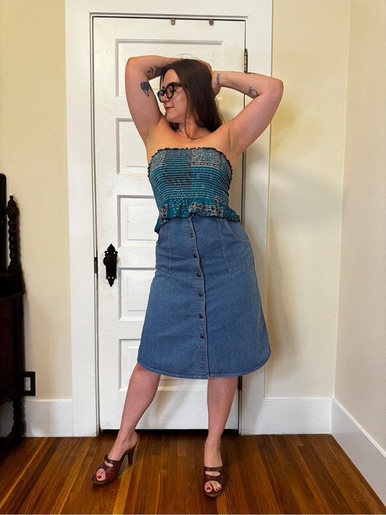 Vintage Tops - Y2K does 70s Bandana Print Stretch Tube Top Sz L